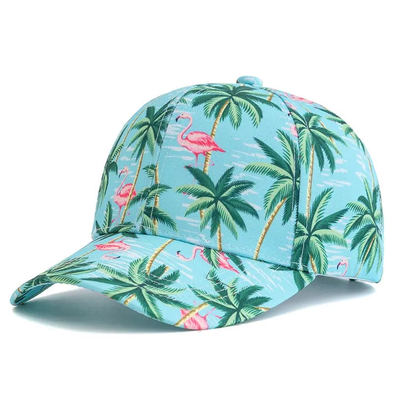 casquette tropicale avec flamants roses